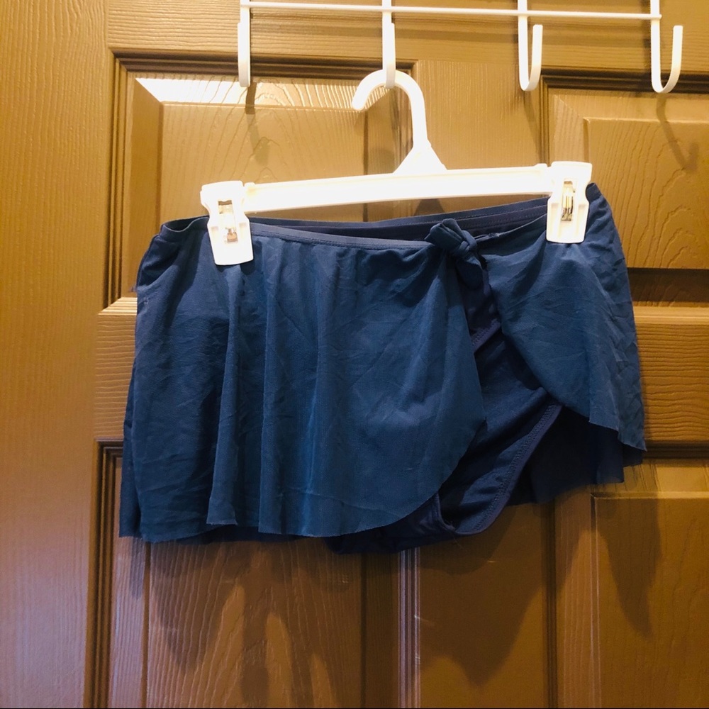 Navy bikini bottoms with multicolor & navy wrap